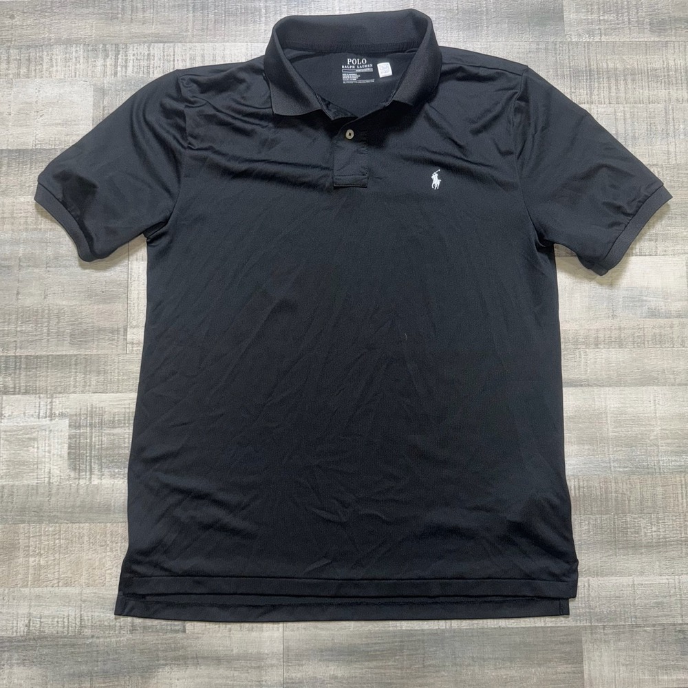 Polo Ralph Lauren Boys Performance Jersey Polo Black Shirt XL 18-20